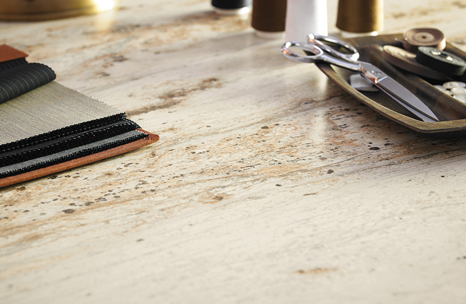 Just like the granite of the same name, River Gold takes its cues from the rivers of India crossing the country and reaching toward the Bay of Bengal and Arabian Sea. The complexity of the design gives it an exotic, river-like appearance with long mineral veins and intricate deposits. With its notable golden sunlight tones and the landscape of the pattern, this is truly a premium and exotic-looking stone.